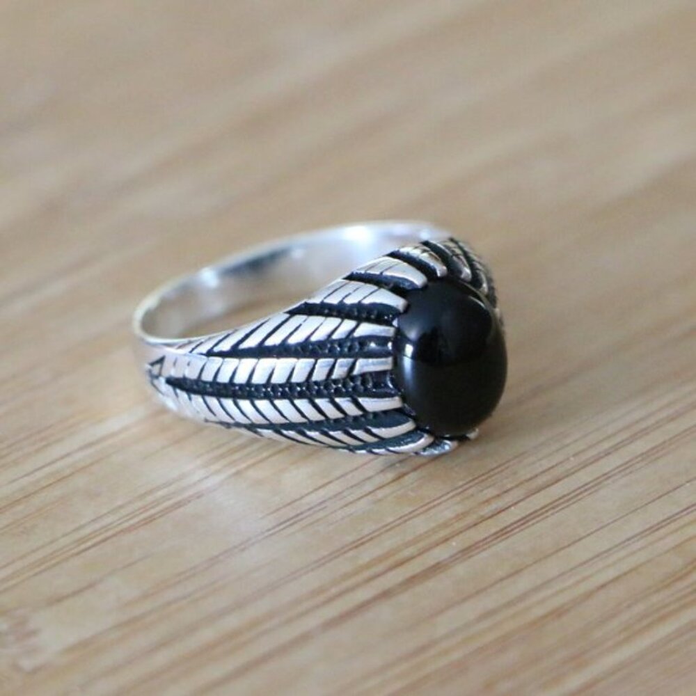 Sterling Silver Men's Rings With Black Onyx - Picture 5 of 9